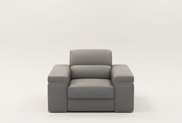 Divani Casa Atlantis - Modern Light Grey Vegan Leather Accent Chair - Image 2