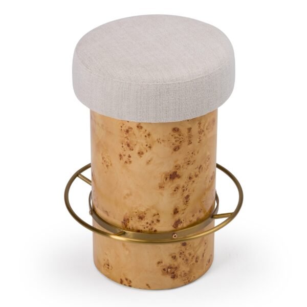 Modrest August - Modern Cream Fabric + Antique Brass Counter Stool