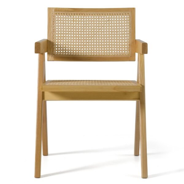 Modrest Aurora Modern Light Rattan and Natural Ash Dining Arm Chair - Image 4