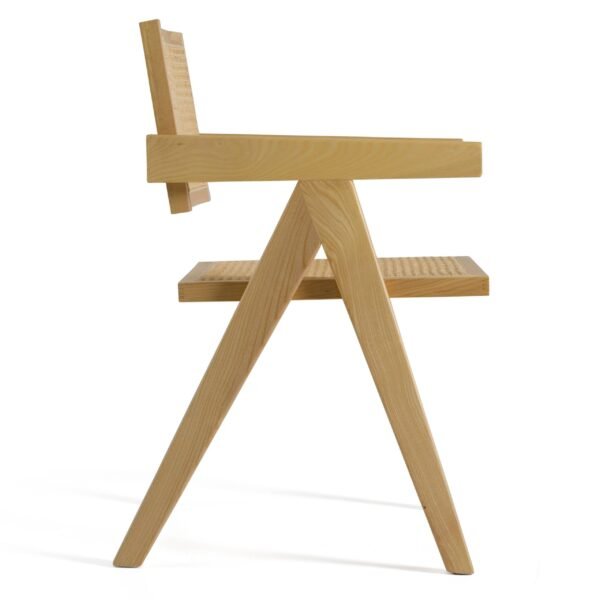 Modrest Aurora Modern Light Rattan and Natural Ash Dining Arm Chair - Image 5