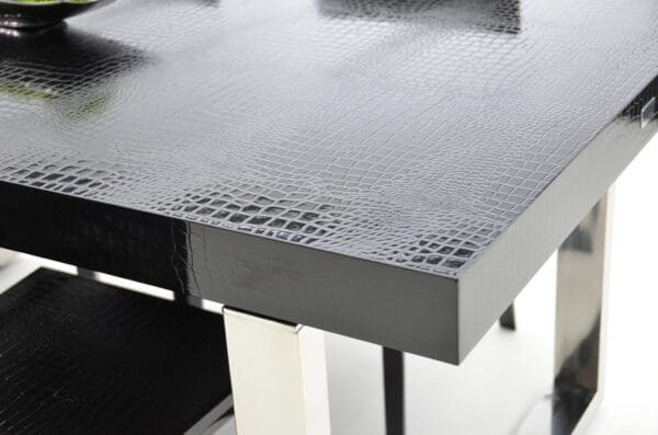 A&X Skyline Modern Black Crocodile Lacquer Extendable Dining Table - Image 5