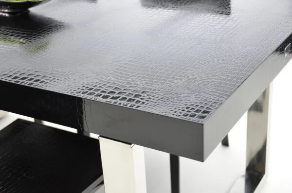 A&X Skyline Modern Black Crocodile Lacquer Extendable Dining Table - Image 5