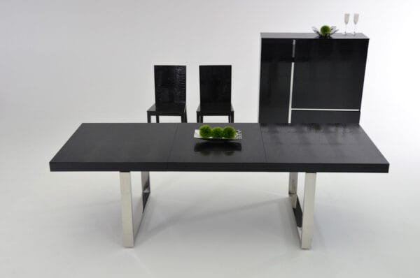 A&X Skyline Modern Black Crocodile Lacquer Extendable Dining Table - Image 2