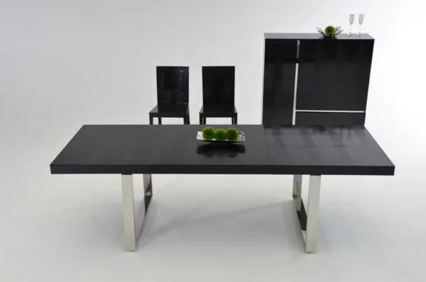 A&X Skyline Modern Black Crocodile Lacquer Extendable Dining Table - Image 2