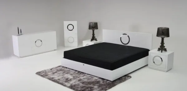 Queen A&X Ovidius - Modern White Crocodile Lacquer Bed - Image 4