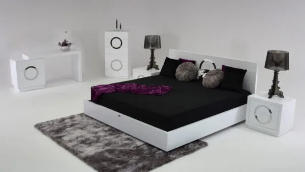 Queen A&X Ovidius - Modern White Crocodile Lacquer Bed - Image 2