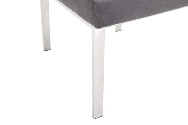 Modrest Reba Modern Grey Velvet & Stainless Steel Dining Chair (Set of 2) - Image 5