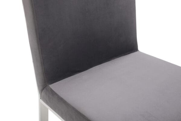Modrest Reba Modern Grey Velvet & Stainless Steel Dining Chair (Set of 2) - Image 4
