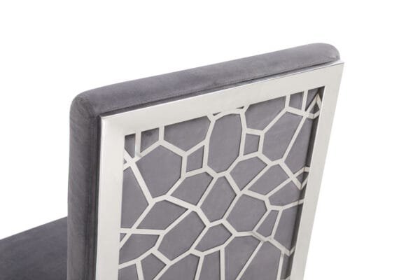 Modrest Reba Modern Grey Velvet & Stainless Steel Dining Chair (Set of 2) - Image 3