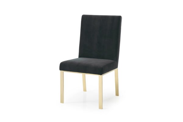 Modrest Reba Modern Black Velvet & Gold Dining Chair (Set of 2) - Image 2