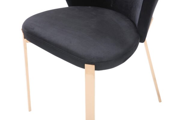 Modrest Nadia Modern Black Velvet & Rosegold Dining Chair (Set of 2) - Image 3