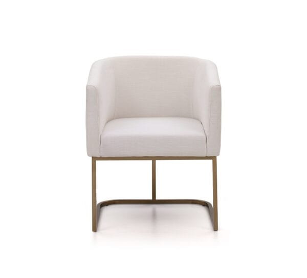 Modrest Yukon Modern White Fabric and Antique Brass Dining Chair