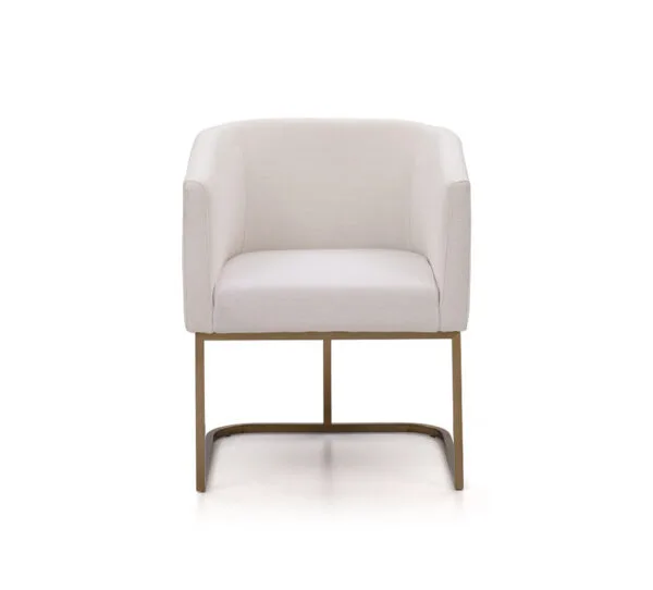 Modrest Yukon Modern White Fabric and Antique Brass Dining Chair