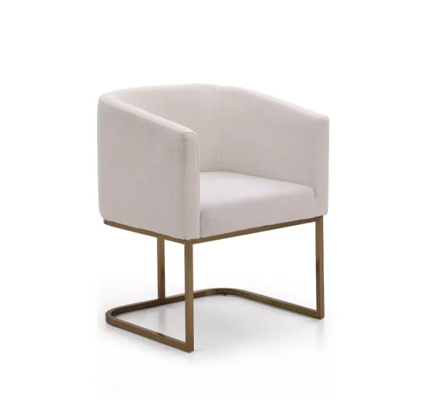 Modrest Yukon Modern White Fabric and Antique Brass Dining Chair - Image 3