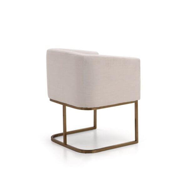 Modrest Yukon Modern White Fabric and Antique Brass Dining Chair - Image 4