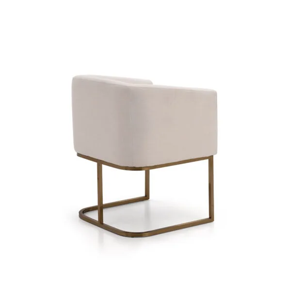 Modrest Yukon Modern White Fabric and Antique Brass Dining Chair - Image 4