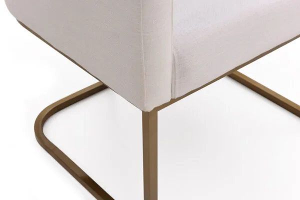 Modrest Yukon Modern White Fabric and Antique Brass Dining Chair - Image 5