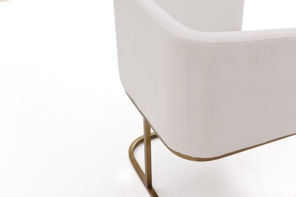 Modrest Yukon Modern White Fabric and Antique Brass Dining Chair - Image 2