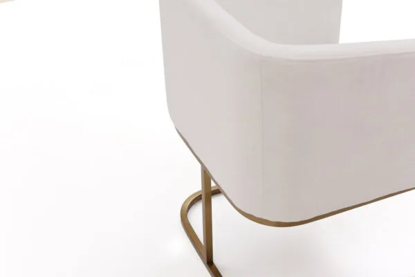 Modrest Yukon Modern White Fabric and Antique Brass Dining Chair - Image 2