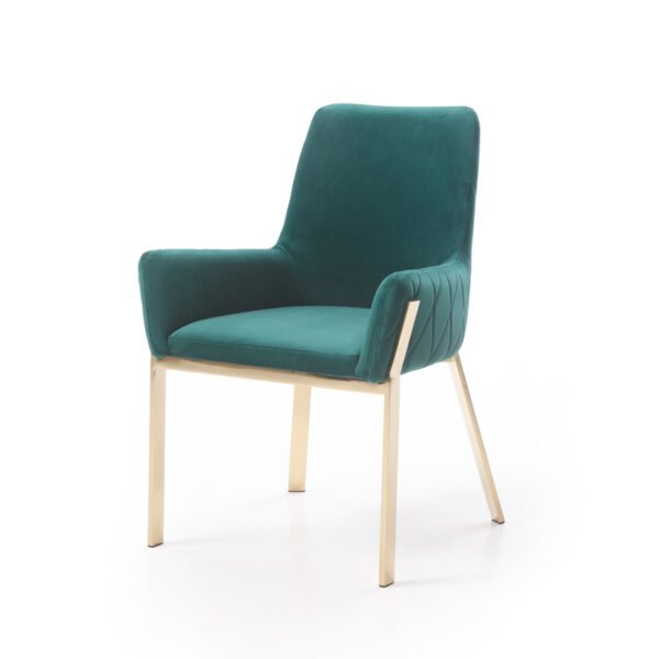 Modrest Robin Modern Green Velvet & Gold Dining Chair - Image 4