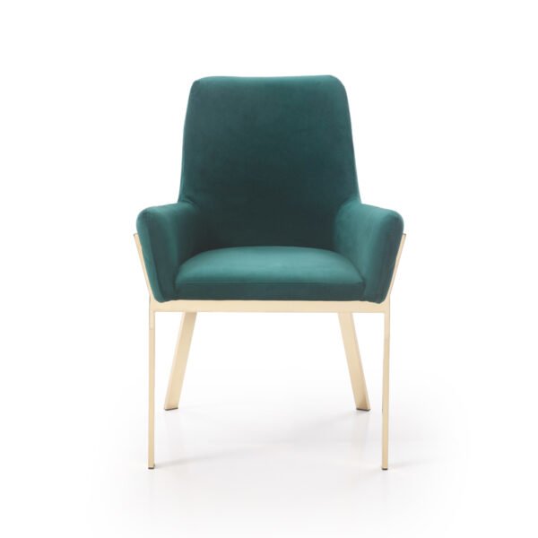 Modrest Robin Modern Green Velvet & Gold Dining Chair - Image 5