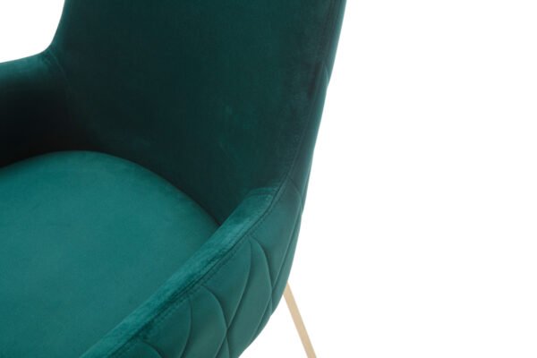 Modrest Robin Modern Green Velvet & Gold Dining Chair - Image 2