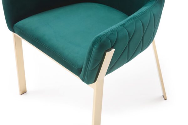 Modrest Robin Modern Green Velvet & Gold Dining Chair - Image 3