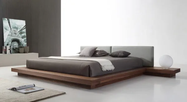 Queen Modrest Opal Modern Walnut & Grey Platform Bed - Image 4