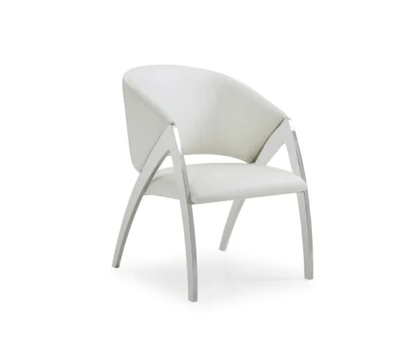 Modrest Rabia Modern White Leatherette Accent Chair - Image 2