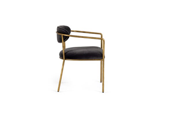 Modrest Baird - Modern Grey Velvet + Brass Dining Chair - Image 2