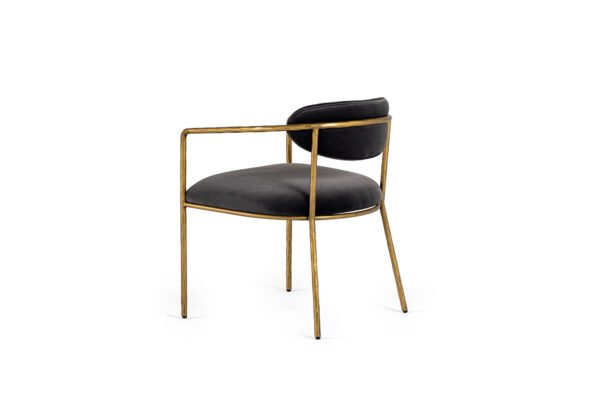 Modrest Baird - Modern Grey Velvet + Brass Dining Chair - Image 3