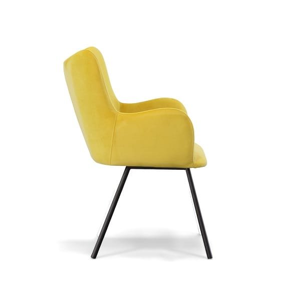 Modrest Barrett - Modern Yellow Velvet Dining Chair 3 Modrest Barrett - Modern Yellow Velvet Dining Chair - Image 3