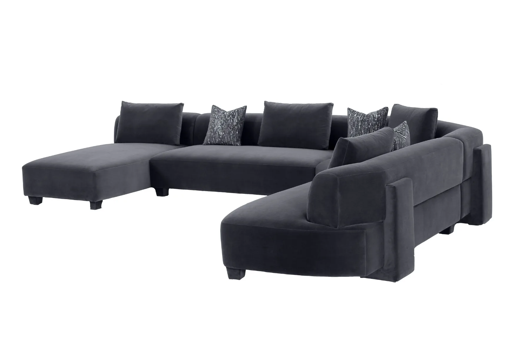 Divani Casa Bayou - Contemporary Grey Velvet U Shaped Sectional Sofa 3 Divani Casa Bayou - Contemporary Grey Velvet U Shaped Sectional Sofa - Image 3