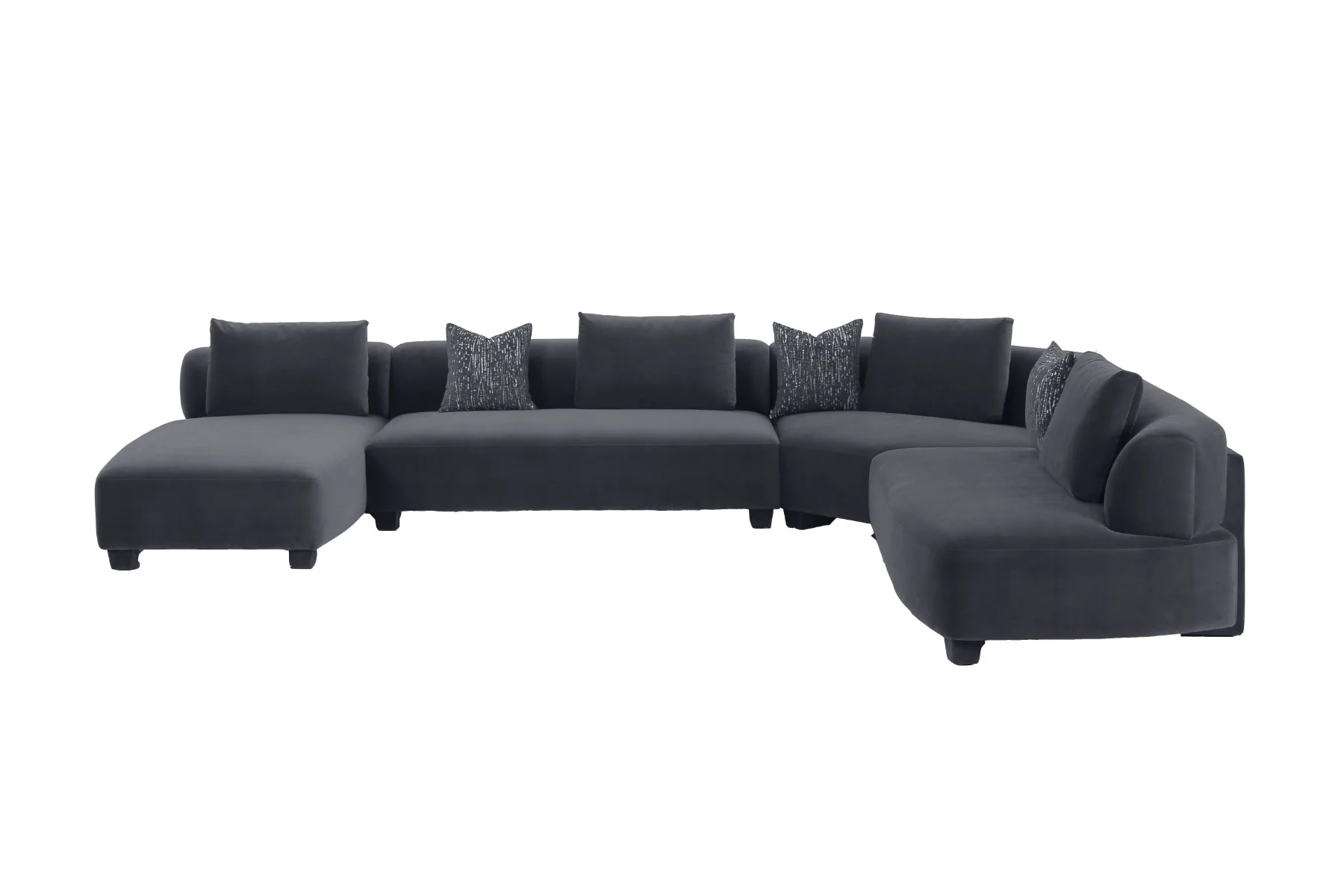 Divani Casa Bayou - Contemporary Grey Velvet U Shaped Sectional Sofa 2 Divani Casa Bayou - Contemporary Grey Velvet U Shaped Sectional Sofa - Image 2