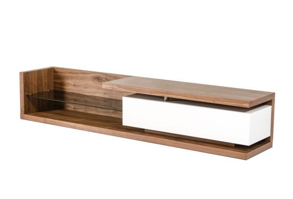 Modrest Jefferson Low Mid-Century Walnut & White TV Stand - Image 2
