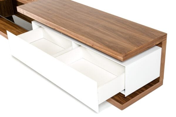 Modrest Jefferson Low Mid-Century Walnut & White TV Stand - Image 3