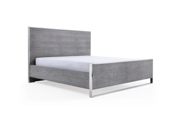 Queen Modrest Charlene Modern Grey Elm & Stainless Steel Bed - Image 4