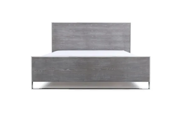 Queen Modrest Charlene Modern Grey Elm & Stainless Steel Bed - Image 2