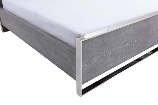 Queen Modrest Charlene Modern Grey Elm & Stainless Steel Bed