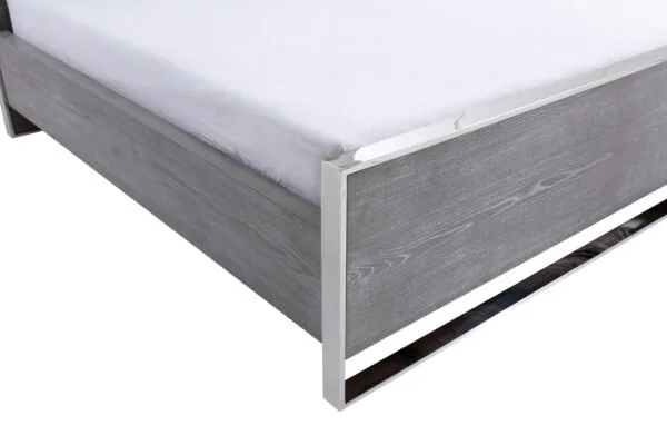 Queen Modrest Charlene Modern Grey Elm & Stainless Steel Bed
