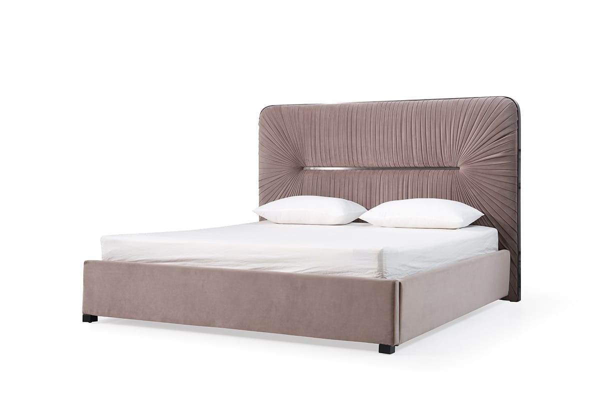 Modrest Duke Modern Grey Velvet & Black Gun Chrome Bedroom Set 1 Modrest Duke Modern Grey Velvet & Black Gun Chrome Bedroom Set