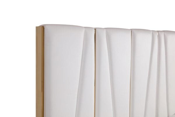 Modrest Nixa Modern White Bonded Leather & Gold Bed - Image 2