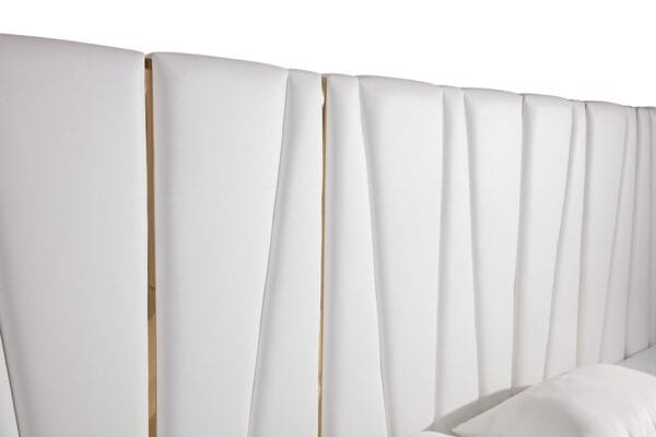 Modrest Nixa Modern White Bonded Leather & Gold Bed - Image 3