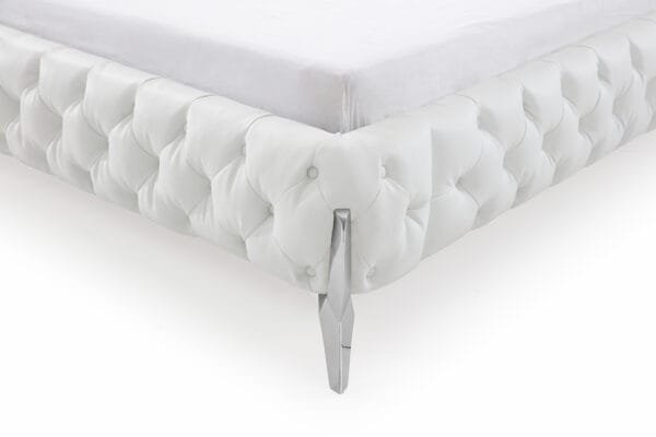 Modrest Legend Modern White Bonded Leather Bed - Image 4