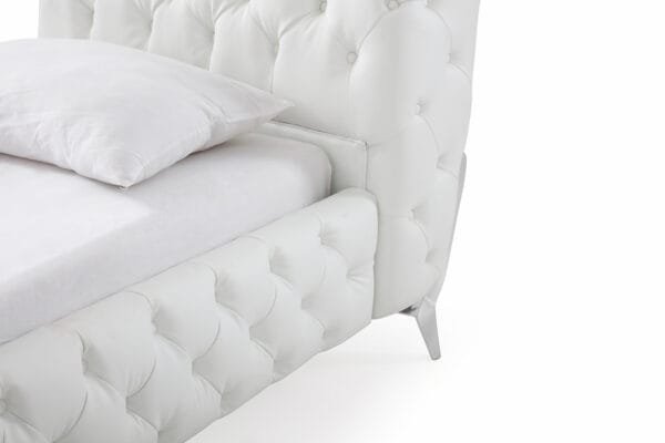 Modrest Legend Modern White Bonded Leather Bed - Image 3
