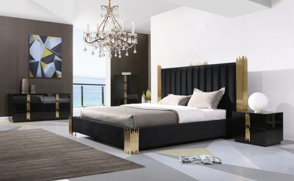 Queen Modrest Token Modern Black & Gold Bed - Image 2