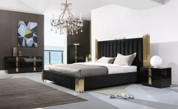 Modrest Token Modern Black & Gold Nightstand