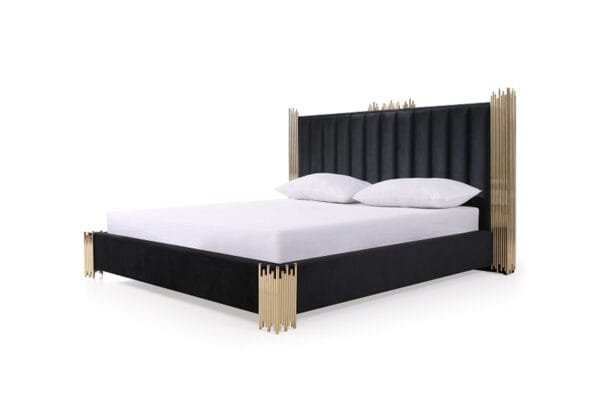 Queen Modrest Token Modern Black & Gold Bedroom Set