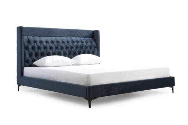 Queen Modrest Wales Modern Blue Fabric Bed