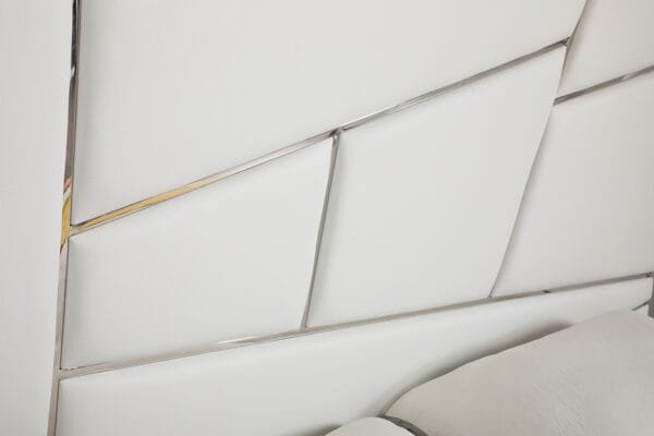 Queen Modrest Chrysler Modern White Bonded Leather Bed - Image 2